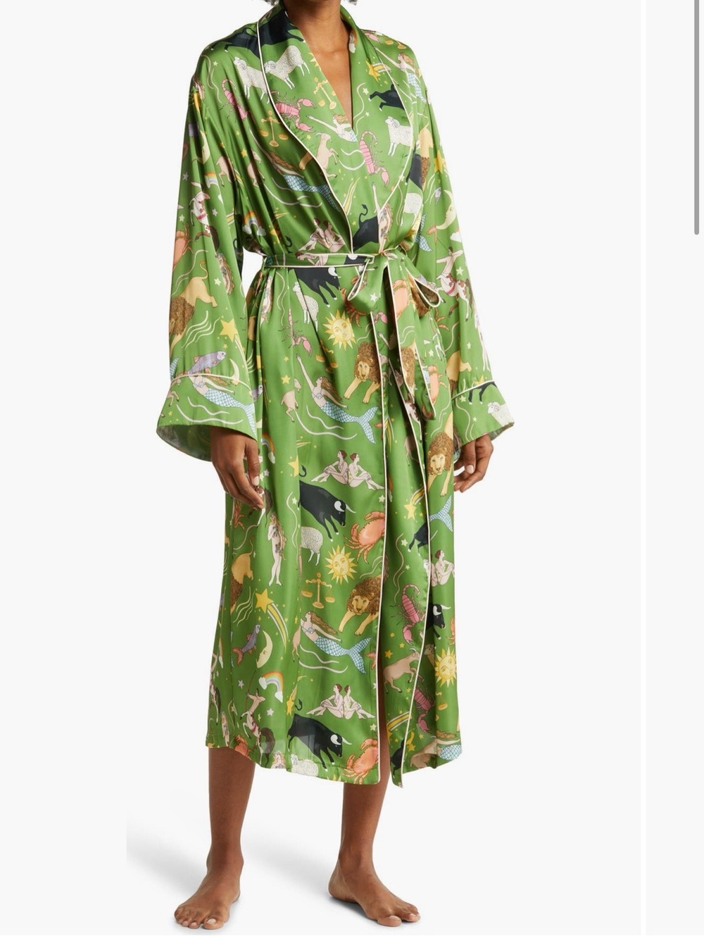 Karen Mabon Zodiac Green Satin Robe